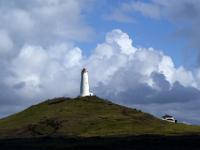 Blick zum Reykjanestá Leuchtturm